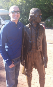 Greg Woodburn, in the flesh, and Thomas Jefferson, in bronze.