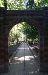 Arched entryway to the Slave Memorial and Burial Ground at Mount Vernon.